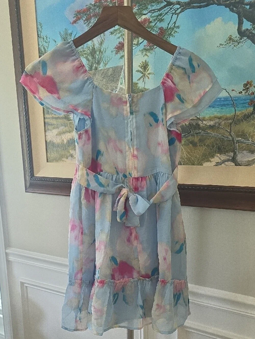 The Children's Place Pastel Blue Floral Flutter Sleeve Dress